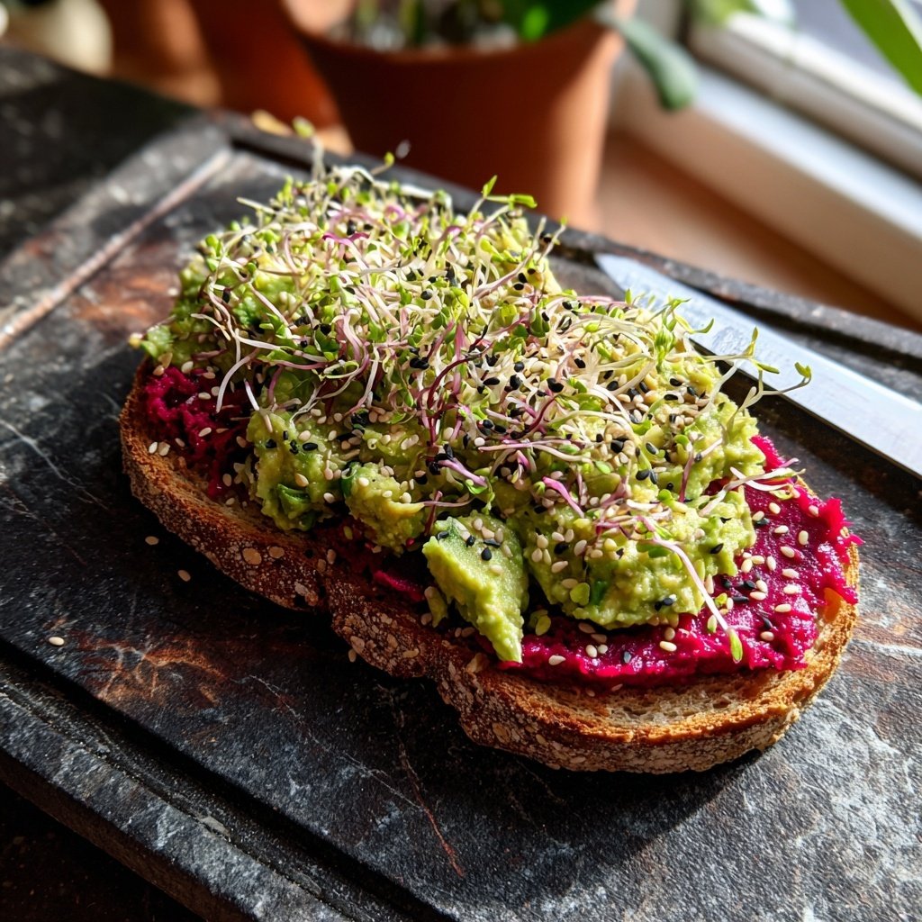 Avocado Toast with Beet Hummus