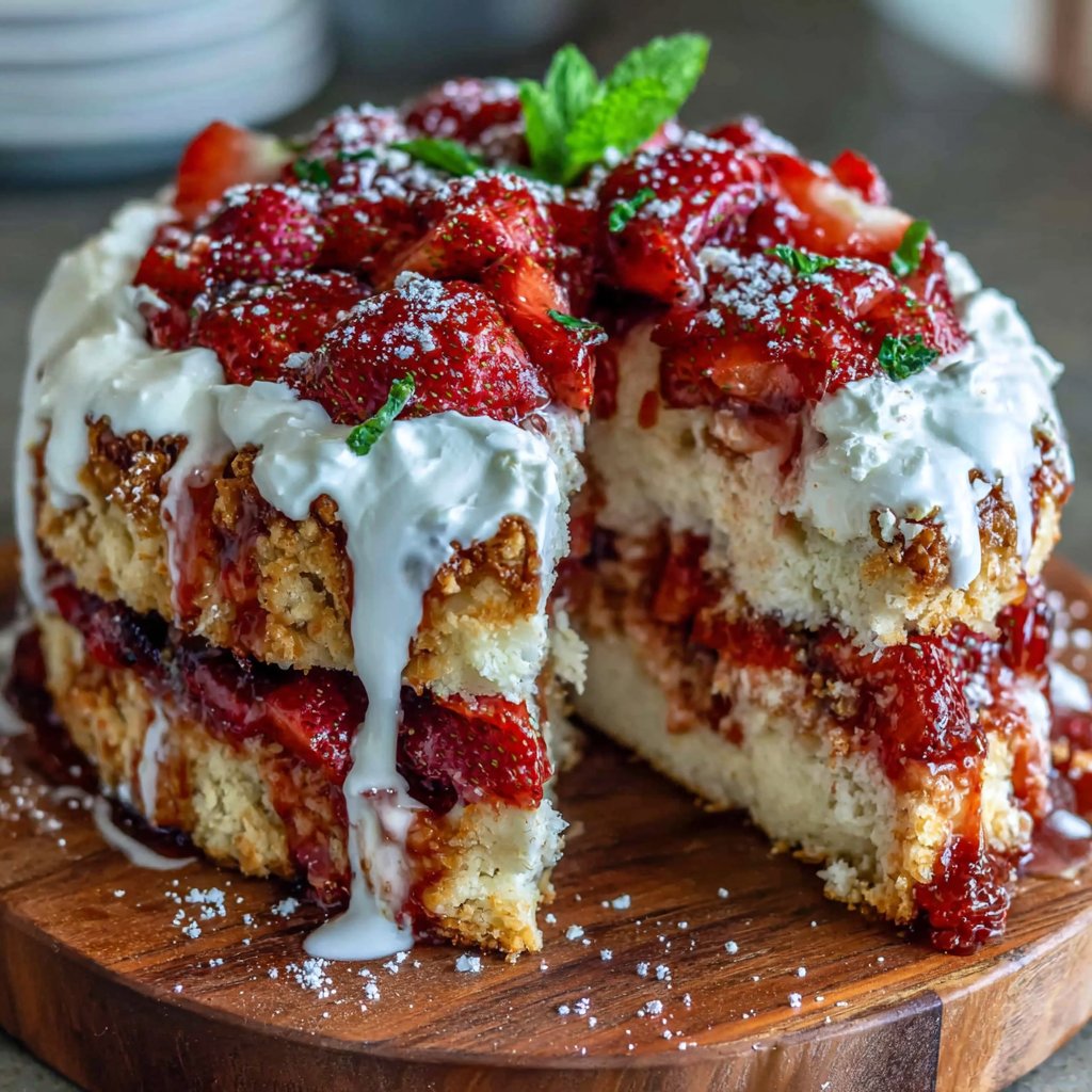 Rustic Strawberry Shortcake Pie